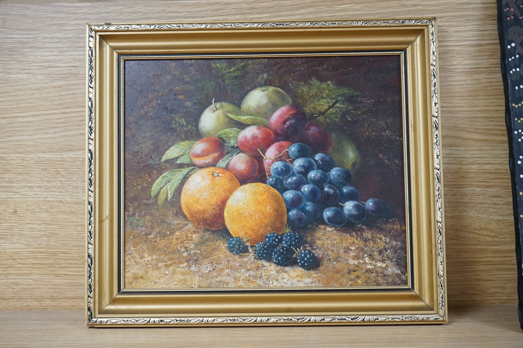 A Wilson, Still lifes of fruit, each signed, pair of oils on board, 24 x 29cm, gilt frames